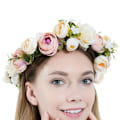 Miniatyrbilde 2 av 8: Håndlaget justerbar blomsterbrudkrans med kunstige roser, håndlaget hårtilbehør, brudekjoletilbehør