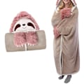 Miniatyrbild 1 av 5: Sloth Present för kvinnor Bärbar filt Sengångare Presenter Sofffilt Sengångare gosig filt Fluffig tecknad sengångare gosig filt Söt djurmönsterfilt
