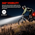 Miniatyrbillede 3 af 5: USB Genopladeligt Cykellygte- og Baglygte-sæt, Ultrastærke Cykellygter, Vandtætte LED Cykel For- og Baglygter, Hurtigudløselig Sikkerhedslampe