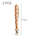Miniatyrbillede 2 af 5: 2 stk Boho Makramé Nøglering Armbånd Håndlavet Wristlet Nøglering Nøglering Holder Håndledsrem