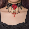 Miniatyrbillede 6 af 6: Sort Blonderhalskæde og Øreringe Sæt - Gothic Lolita Vedhæng Choker Tøjtilbehør til Bryllup Fødselsdag Jul