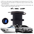 Miniatyrbild 4 av 7: 2.4A 3-i-1 Multifunktionell Digital LED IP66 Bil USB Laddare Termometer Voltmeter