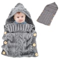 Miniatyrbillede 1 af 8: Nyfødt Baby Wrap Swaddle Tæppe Strikket Sovepose Modtagelse Tæpper Barnevogn Wrap til Baby (0-12 Måneder)