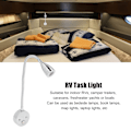 Miniatyrbillede 7 af 8: RV Indvendig Læselys Sengbordslæselampe 10‑30v Dæmpbar Justerbar Caravanlys til Bil RV Båd Motorhome Sølv