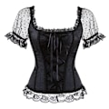 Pikkukuva 1 / 5: Goottilainen pitsinauha- ja luuluinen korsetti, ylirintainen bustier pitsihihoilla