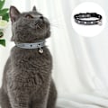 Miniatyrbild 3 av 5: Kattkrage - Reflexiv hundkrage med klocka, justerbar PU-läder mjukt tack kattkrage