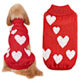 Miniatyrbillede 1 af 5: Efterårs- og vintertøj til kæledyr Valentinsdag kærlighed dejlig fersken hjerte strik sweater