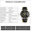 Miniatyrbillede 2 af 7: Herreure med læderrem Sport Mode Tøj Casual Analog Kvarts Chronograph Fadergaver Armbåndsur, Urskive diameter 46mm