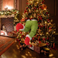Miniatyrbillede 4 af 5: Kropspynt Stjålet Jul Burlap Julekrans Dekorationer Burlap Pose-able Plush Ben til Træpynt (Elf Arm)