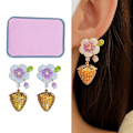 Miniatyrbild 1 av 6: Jordgubbsblommiga Hängande Örhängen Cubic Zirkon Färgglada För Brud Kvinna Flicka Bal Kvällsklänning Smycken för Nattklubbar, Fester och Vardagsbruk