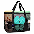 Miniatyrbillede 1 af 7: Stor Strandtaske Pooltasker, Mesh Strandtaske til Legetøj, Håndklæde, Flip-Flops, Strandtaske, 42*38*20cm
