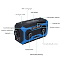 Miniatyrbillede 8 af 8: Håndsvinget Nødvejrradio AM/FM Skift Batteriindikator Lommelygte Solenergi Powerbank til Udendørs Camping Blå EU-version