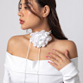 Miniatyrbild 5 av 6: Blomros Choker Halsband Blommig Choker Rosett Choker Halsband Y2K Smycken för Kvinnor Flickor Brud Bröllop Fest