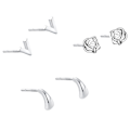 Miniatyrbillede 1 af 5: Øreringe til kvinder, simple øreringe, små stjerne- og måneøreringe, stift-piercing, sølvøreringe