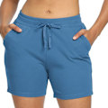 Miniatyrbillede 1 af 5: Sommerkvinder Solid Farve Tættsiddende Lomme Talje Snøre Justerbare Shorts