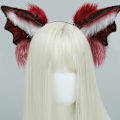 Miniatyrbilde 5 av 5: Plush Fluffy Devil Bat Ørehodeband Dyre Halloween Jul Kostyme Tilbehør
