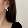 Miniatyrbillede 4 af 5: Perle Spænde Kvinders Øreringe Vedhæng Kvinders Øreringe Forgyldt Hvid Imitation Perle Øreringe Mode