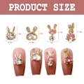 Miniatyrbild 2 av 6: 16 st glittrande diamantlegering 3D kanin kristall DIY nageldekoration