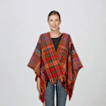 Miniatyrbillede 3 af 5: 1 Plaid Sweater Kappe Kappe Frakke Åben Foran Tæppe Sjal Og Wrap