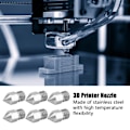 Miniatyrbild 6 av 8: 10 st 3D-skrivarmunstycken Set Silver Hållbar för MK8 Extruder Rostfritt Stål Tillbehör 0,6 mm