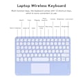 Miniatyrbild 8 av 8: Trådlöst tangentbord med rundade tangenter Ergonomisk design Ultratunt Smart Touch Trådlöst tangentbord för surfplattor Bärbara datorer Lila