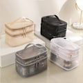 Miniatyrbillede 6 af 6: Dobbeltlags Makeuptaske, Stor Mesh Rejsende Kosmetikpung med Dobbelt Lynlås, Vertikal Makeuptaske, Multifunktionel Toilettaske