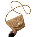 Miniatyrbillede 1 af 5: Flettet Clutch Taske Halm Pung Til Piger Sommer Strand Crossbody Håndtasker