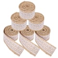 Miniatyrbild 2 av 8: 5 st Lace Linen Rulle Burlap Band Kant DIY Födelsedag Jul Bröllop 6cm 5 Meter Rulle Stift