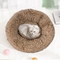 Pikkukuva 4 / 5: Plush-pehmustettu Lemmikkivuode, Donut-koiranvuode Pienille Koirien, Pyöreä Koiranvuode, Pehmeä Hämäräinen Rauhoittava Vuode Koirien & Kissojen, Mukava Kissavuode, Ulkohalkaisija 50cm