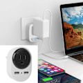 Miniatyrbild 1 av 2: Resepluggadapter EU till US Japan med dubbla USB-portar för mobiltelefon, surfplatta 110-240V/10AGrå