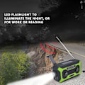 Miniatyrbild 7 av 8: Handvevad Nödradio AM/FM Växling Batteriindikator Ficklampa Solcellsladdare för Utomhuscamping Grön US-version