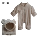 Miniatyrbillede 2 af 6: Babys vinterforstærket pelset onesie Varmt wrap fod lang krybende dragt (hvid)