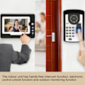 Miniatyrbild 1 av 8: 7-tums LCD-skärm Lösenord Fingeravtryck Video Dörr Visuell Intercom Dörrklocka AU-kontakt 110-240V