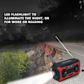 Miniatyrbild 7 av 8: Handvevad Nödradio AM/FM Växling Batteriindikator Ficklampa Solcellsladdare för Utomhuscamping Röd EU-version