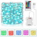 Miniatyrbild 1 av 7: Fairy String Lights Batteridriven & USB Plug-in 33Ft 100 lysdioder 16 färgskiftande lampor och 8 lampor läge Fjärrkontroll Vattentät 3AA case,