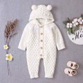 Miniatyrbillede 5 af 8: Baby Strikket Heldragt Forår Efterår Nyfødt Tøj, Nyfødt Pige Hættetrøje Romper Jumpsuit Heldragt