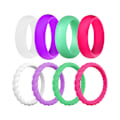 Miniatyrbillede 1 af 6: 8 Pak Silicone Bryllupsring til Kvinder, Tynd og Flettet Gummi, Mode, Farverig, Behagelig Pasform, Hudvenlig