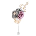 Miniatyrbillede 2 af 2: Kunstig Blomst Corsage Brosche Brud Brudgom Bryllup Ceremoni Fest Dekoration (Lilla)