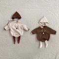 Miniatyrbild 5 av 5: Baby Varma En-dels Kläder för Krypande Bebis Kläder Bebis Kläder med Hatt 2 st (Brun)