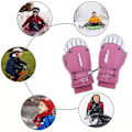 Miniatyrbild 5 av 5: Söta mönstrade skidhandskar vinter 6-12 år gamla barns varma handskar utomhus cykling vindtät