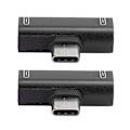 Pikkukuva 2 / 5: 2 KPL TypeC Muunnin Jakaja Kaksois 2 In 1 Kuuloke USB Audio Laturi Adapteri Musta (Musta)