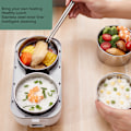 Miniatyrbild 8 av 8: Bärbar Elektrisk Lunchlåda med Rostfritt Stål Inre Foder Läckagesäker Uppvärmd Lunchlåda för Kontor Resa Sovsal EU-kontakt 220V
