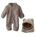 Miniatyrbillede 1 af 6: Babys vinterforstærket pelset onesie Varmt wrap fod lang krybende dragt (Abrikos)