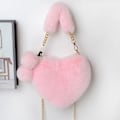 Miniatyrbilde 4 av 5: 2 stk. Valentinsdag Pelsveske Myk Fluffy Hjerte Håndvesker for Kvinner Jenter Valentinsdag Søt Gave