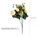 Miniatyrbillede 3 af 3: Kunstig Peony Silkeblomster Buket Festival Bryllup Hjem Fest Dekoration Gul Grøn