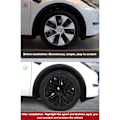 Miniatyrbillede 6 af 8: 4 stk. Navkapsler Hjul Dæksler Glans Sort Stilfuld Holdbar Stærk Beskyttelse Udskiftning til Tesla Model Y