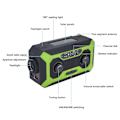 Miniatyrbilde 8 av 8: Håndsveiv Nød Væradio AM/FM Bytte Batteriindikator Lommelykt Solcelle Power Bank for Utendørs Camping Grønn EU-Versjon