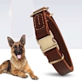 Miniatyrbilde 5 av 5: Luksuriøst polstret lærhundekrage, beltespenne, egnet for mellomstore og store kjæledyr
