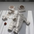 Miniatyrbillede 6 af 6: Babys vinterforstærket pelset onesie Varmt wrap fod lang krybende dragt (hvid)