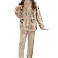 Miniatyrbild 2 av 2: Långärmad Pyjamas Set Mjölkfiber Liten Björnunge Mjuk Andningsbar Hudvänlig 2-delad Pyjamas Set för Flickor Kvinnor Hem Långärmad M